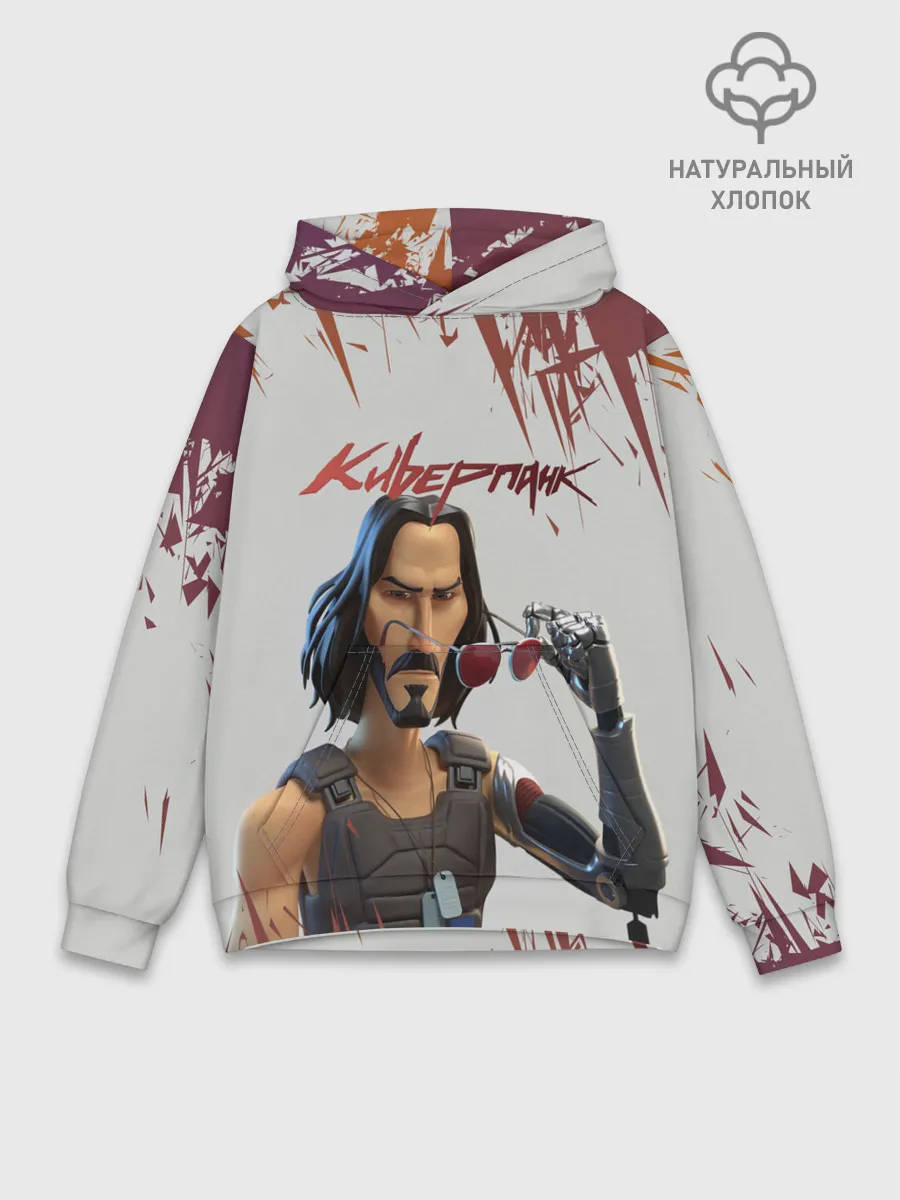 Худи мужской база хлопок / КИАНУ РИВЗ | КИБЕРПАНК