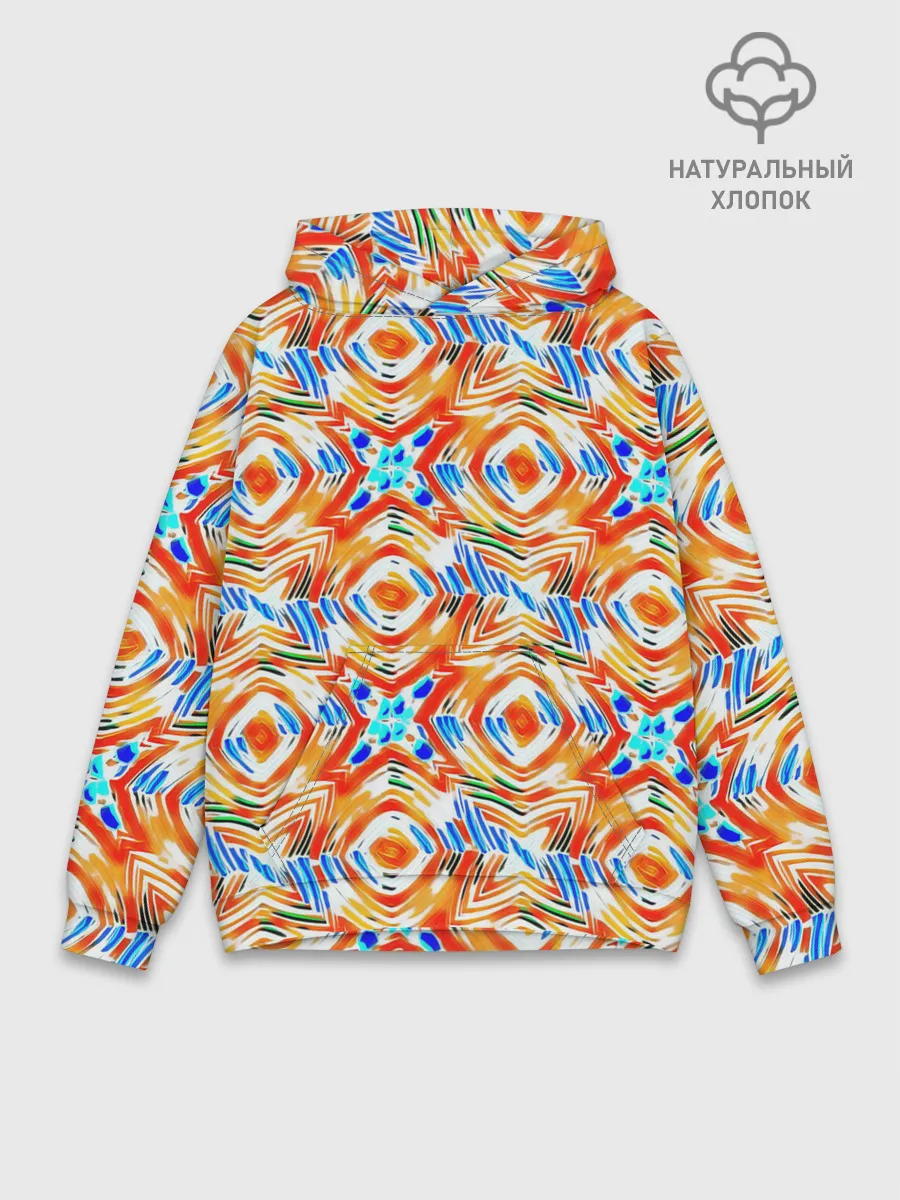 Худи мужской база хлопок / Летний абстрактный узор