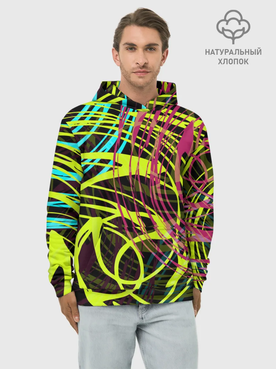 Худи мужской база хлопок / Разноцветные спирали