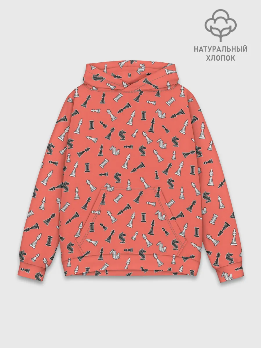 Худи мужской база хлопок / Шахматы паттерн