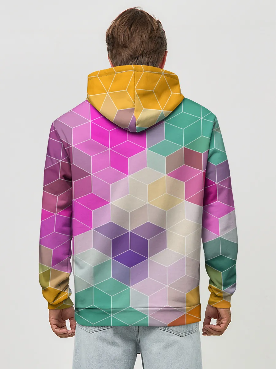 Худи мужской база хлопок / Абстрактный разноцветный узор