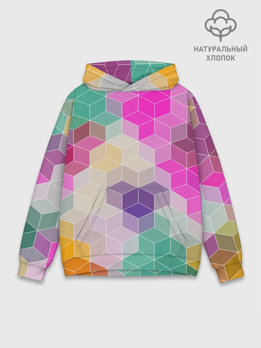 Худи мужской база хлопок / Абстрактный разноцветный узор
