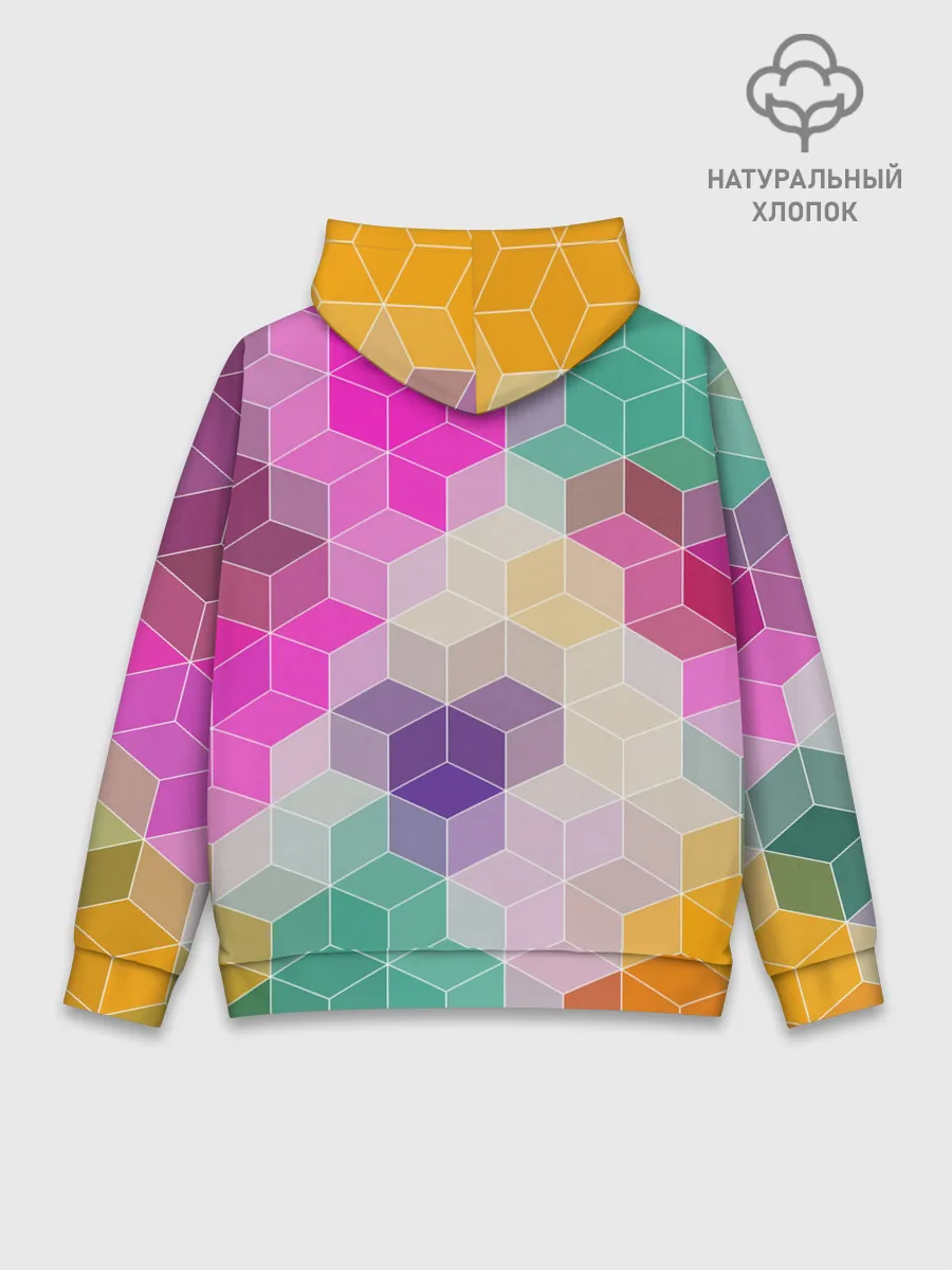 Худи мужской база хлопок / Абстрактный разноцветный узор
