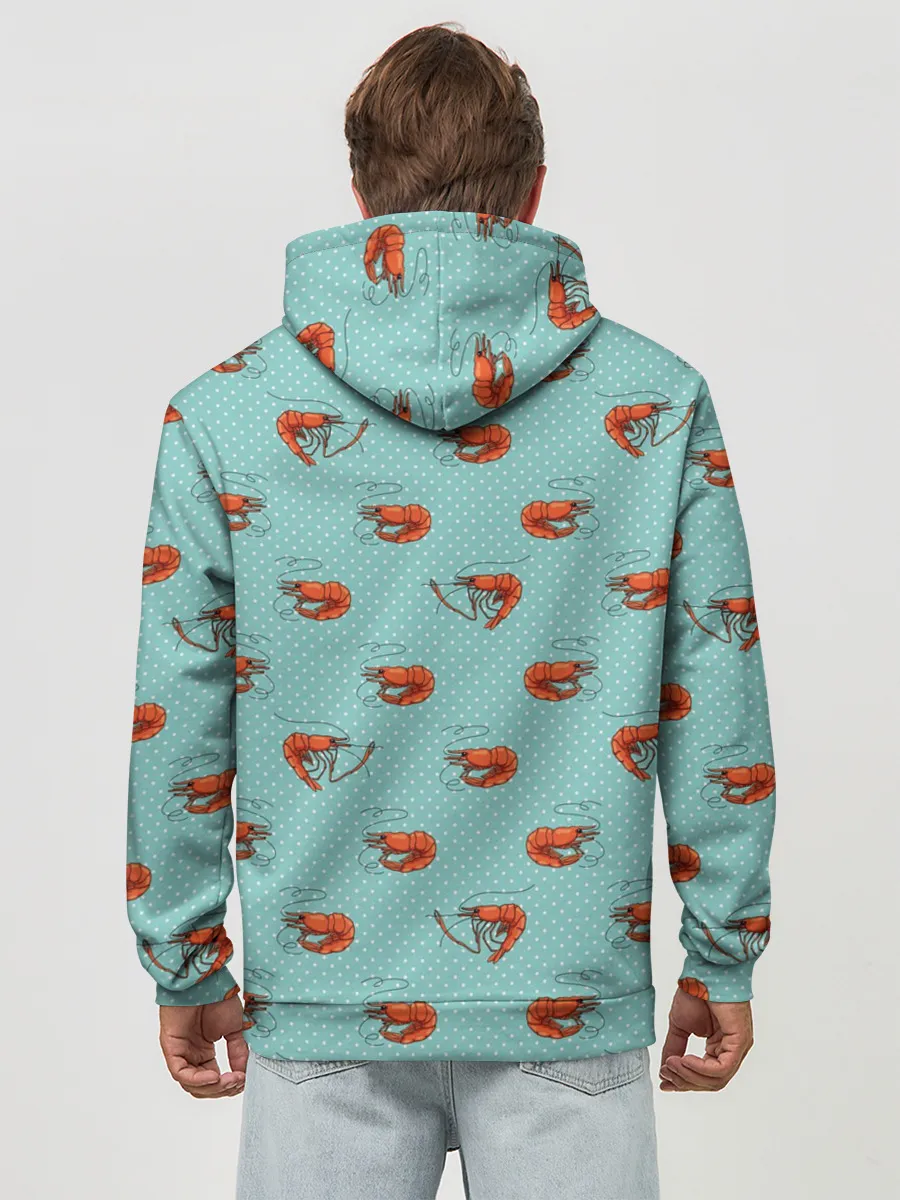 Худи мужской база хлопок / Креветки паттерн