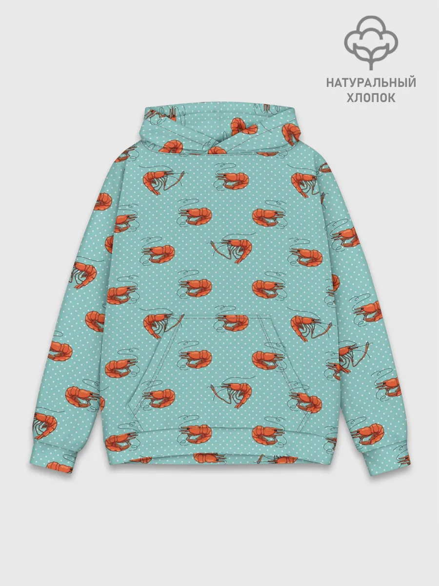 Худи мужской база хлопок / Креветки паттерн