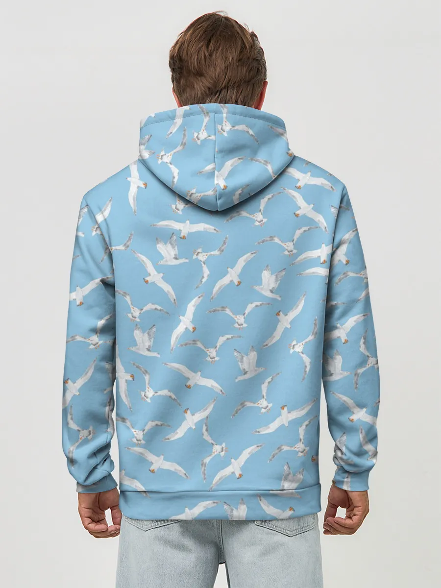 Худи мужской база хлопок / Чайки в небе паттерн