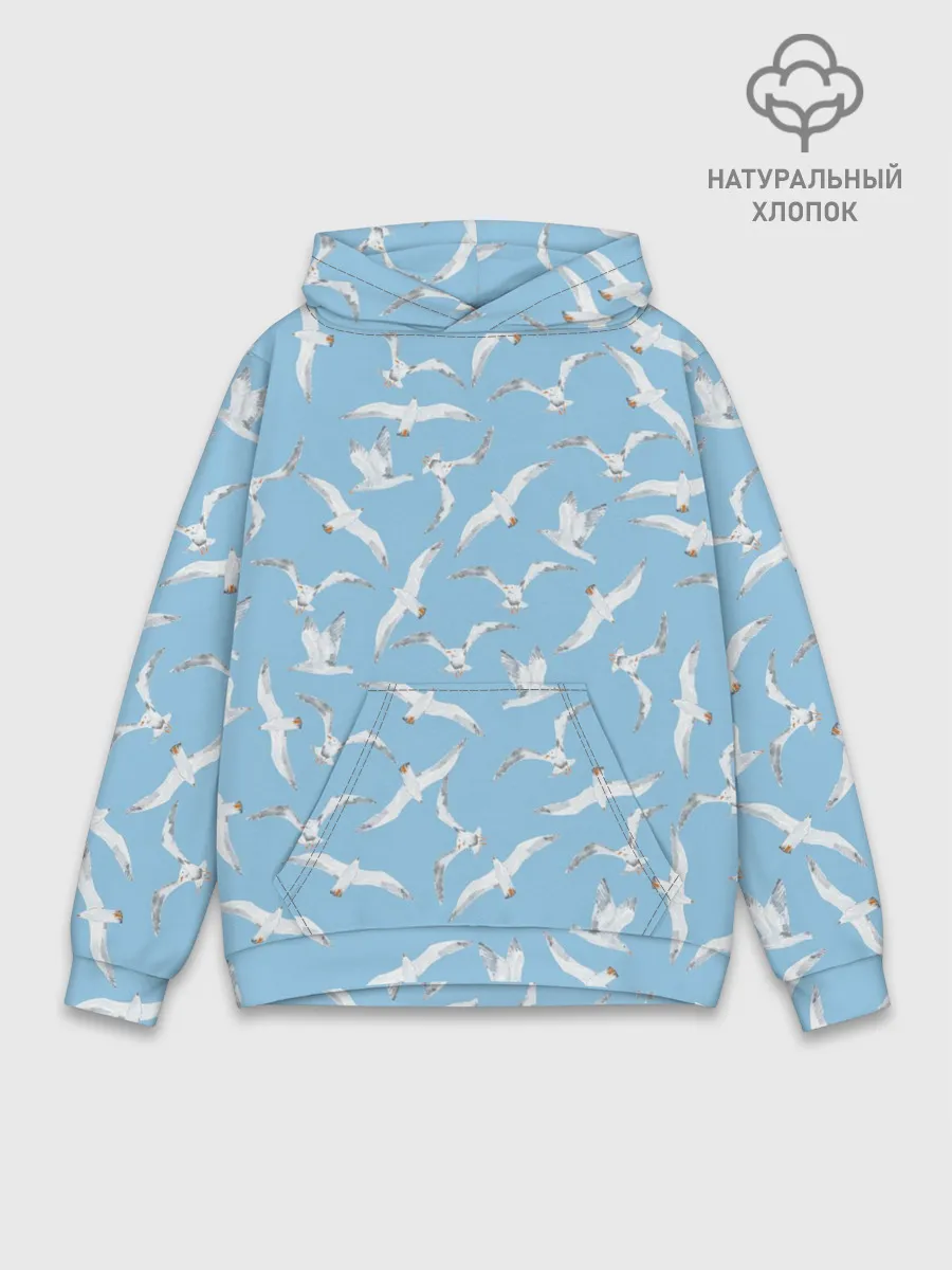 Худи мужской база хлопок / Чайки в небе паттерн