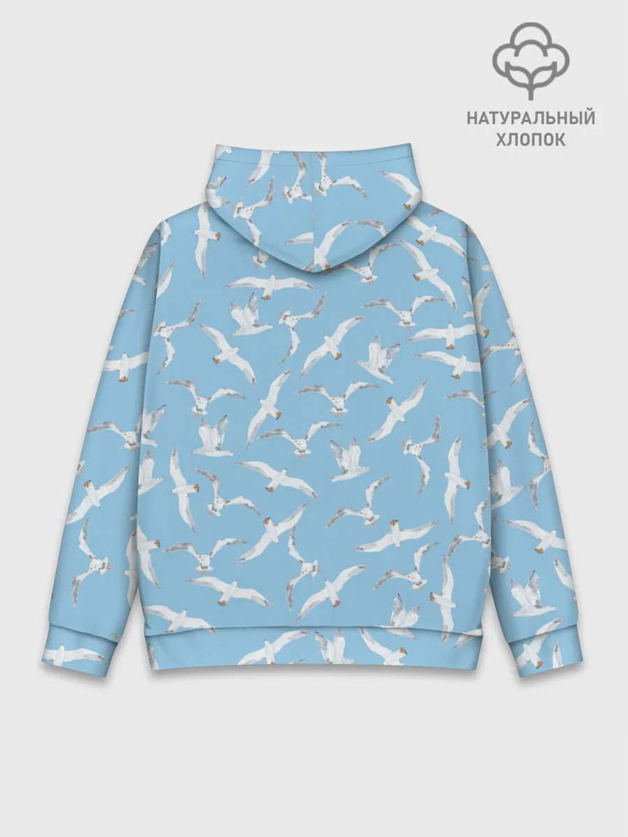 Худи мужской база хлопок / Чайки в небе паттерн