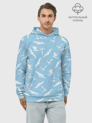 Худи мужской база хлопок / Чайки в небе паттерн