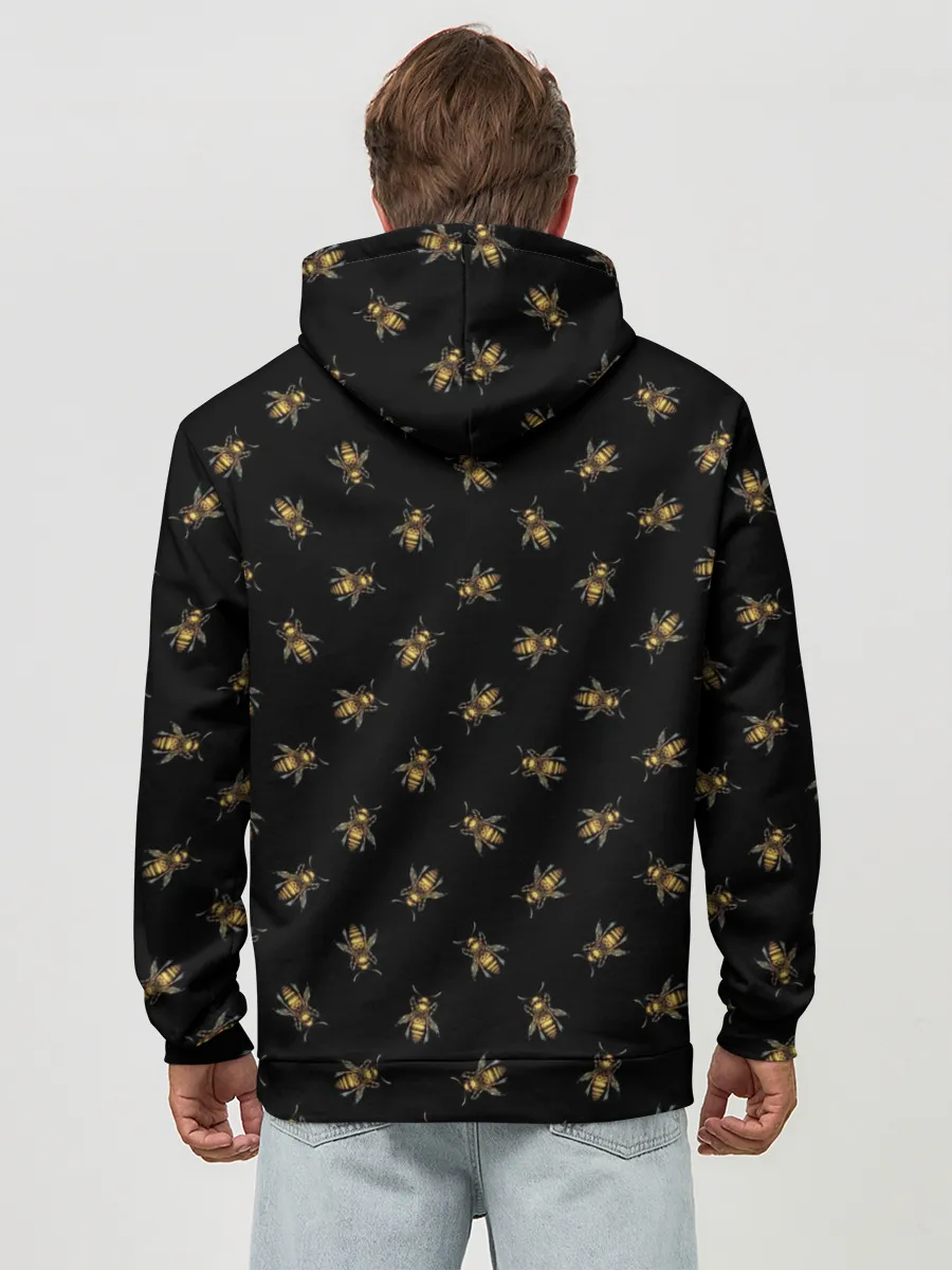 Худи мужской база хлопок / Золотые пчелы паттерн