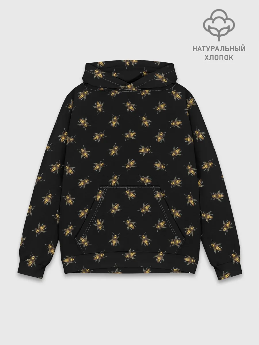 Худи мужской база хлопок / Золотые пчелы паттерн