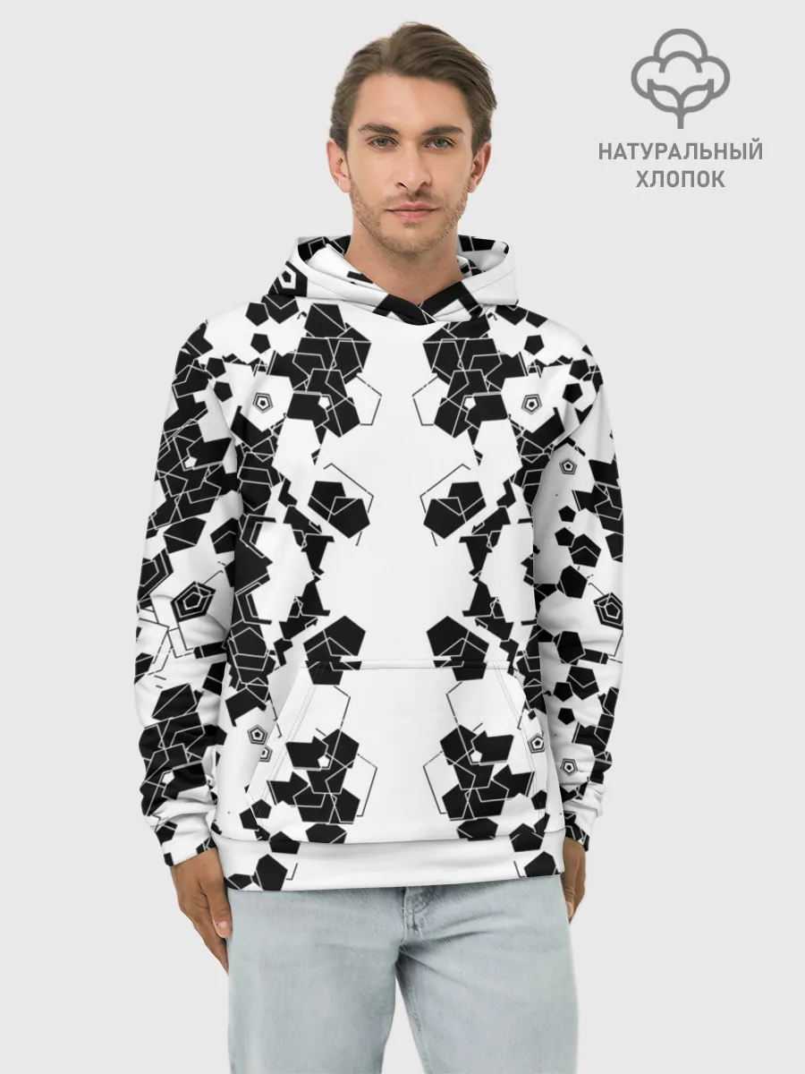 Худи мужской база хлопок / пятиугольники абстракция