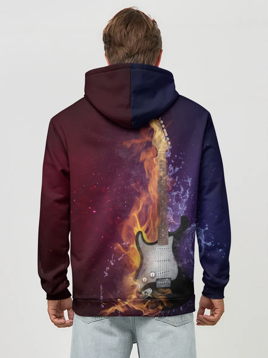 Худи мужской база хлопок / Гитара - Огонь и вода