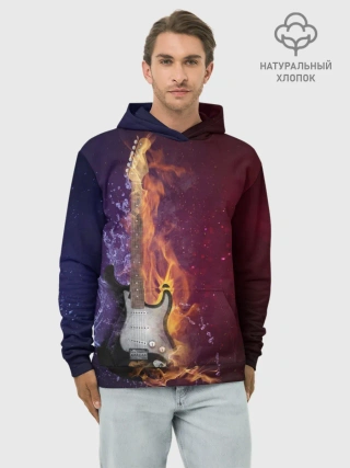Худи мужской база хлопок / Гитара - Огонь и вода