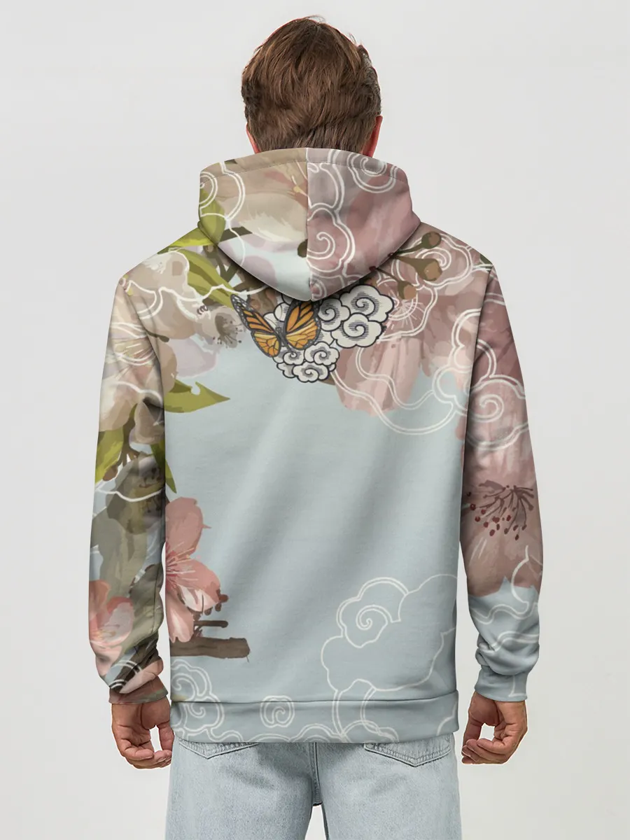 Худи мужской база хлопок / Тигр в облаках