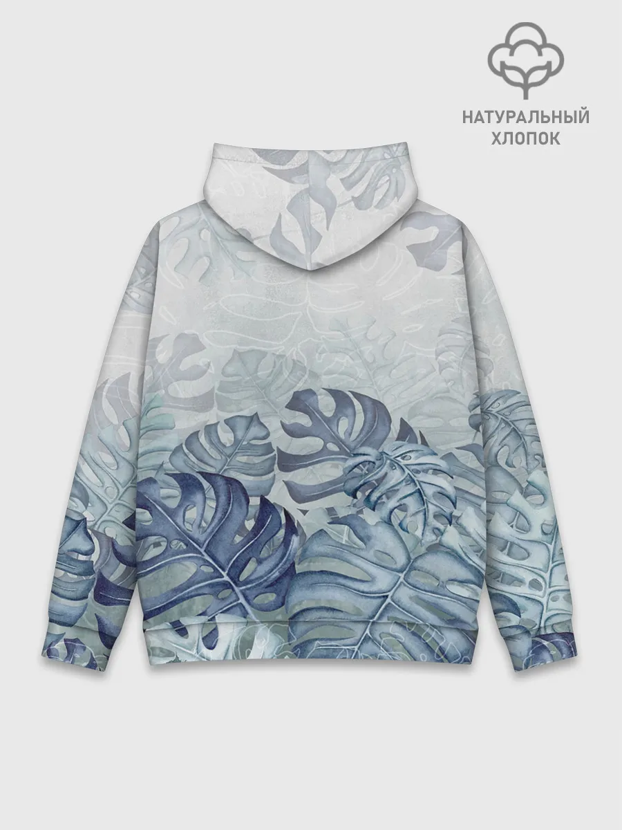 Худи мужской база хлопок / Синие листья