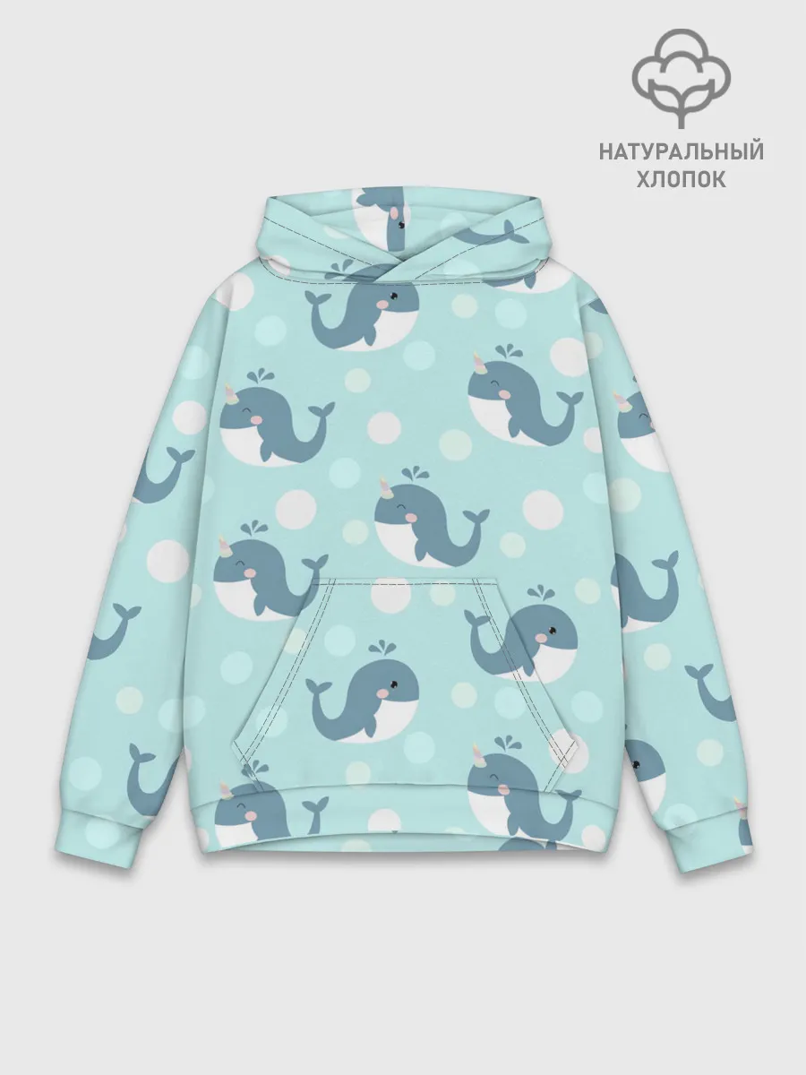 Худи мужской база хлопок / Единорогие киты