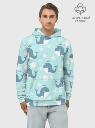 Худи мужской база хлопок / Единорогие киты