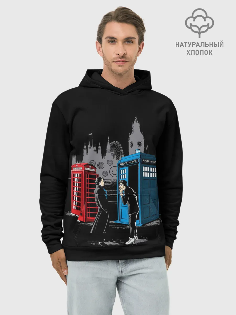 Худи мужской база хлопок / Шерлок х Доктор