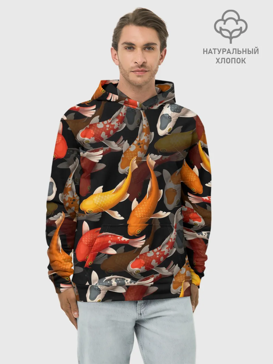 Худи мужской база хлопок / Карпы кои | Японские карпы