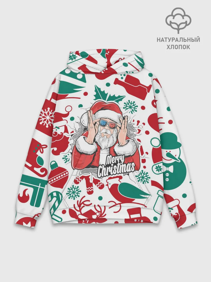 Худи мужской база хлопок / Merry Christmas3D