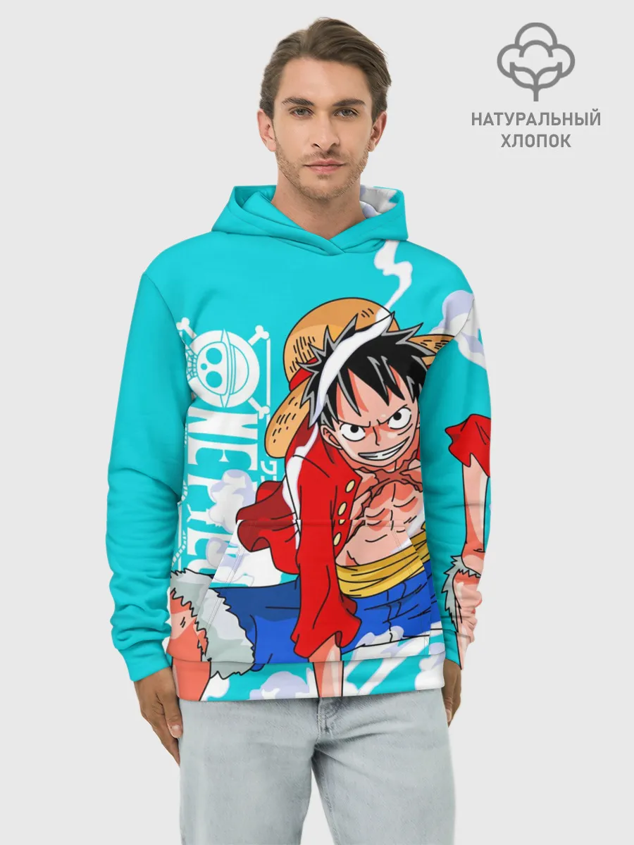 Худи мужской база хлопок / Ван-Пис, Гому Гому но Ми