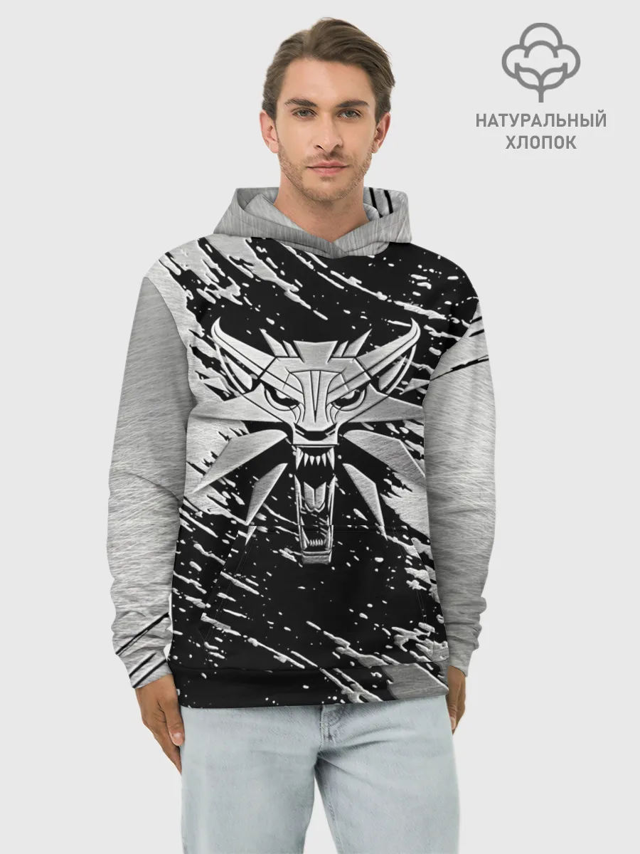 Худи мужской база хлопок / THE WITCHER LOGO STEEL