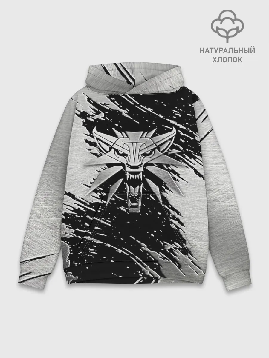 Худи мужской база хлопок / THE WITCHER LOGO STEEL