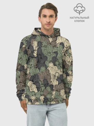 Худи мужской база хлопок / Камуфляж из матрёшек