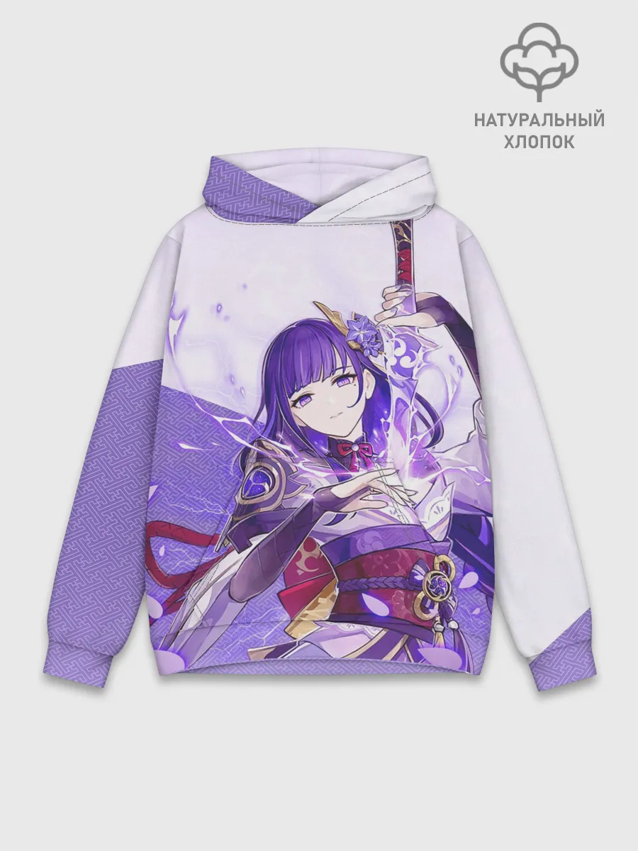 Худи мужской база хлопок / Raiden Shogun | Genshin Impact