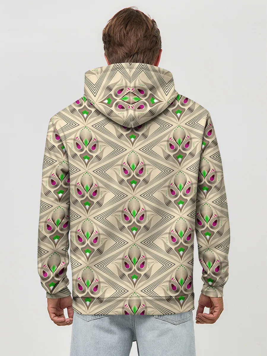 Худи мужской база хлопок / Арт деко на бежевом фоне