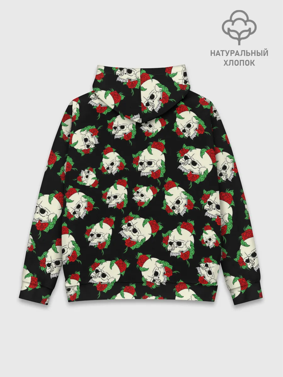 Худи мужской база хлопок / Черепа и розы / Skull and Roses