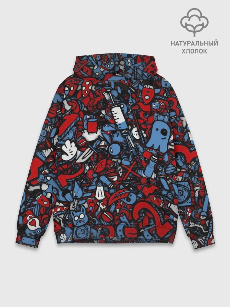 Худи мужской база хлопок / RedBlue stikers