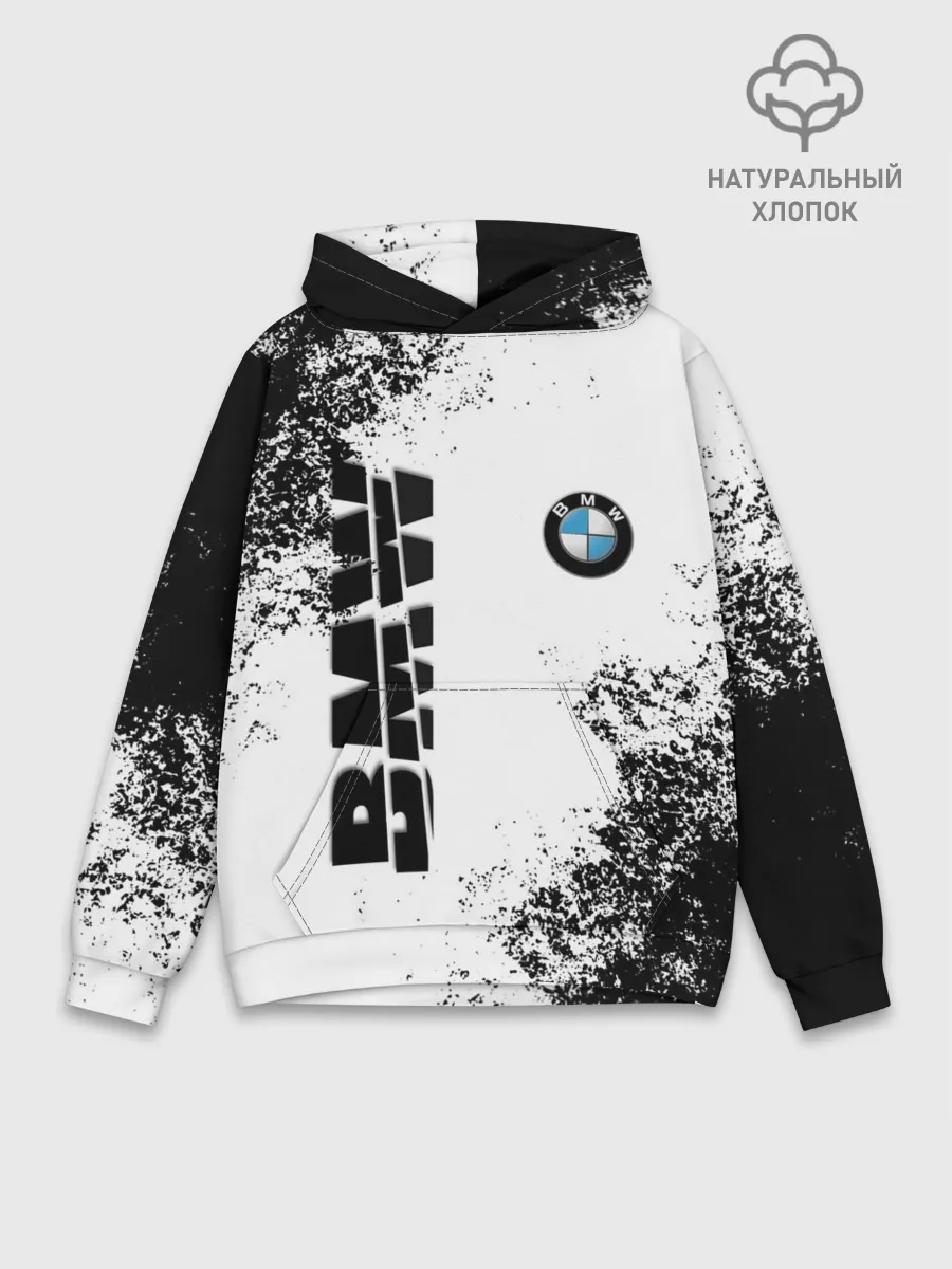 Худи мужской база хлопок / BMW | БМВ РАЗРЕЗАННОЕ ЛОГО