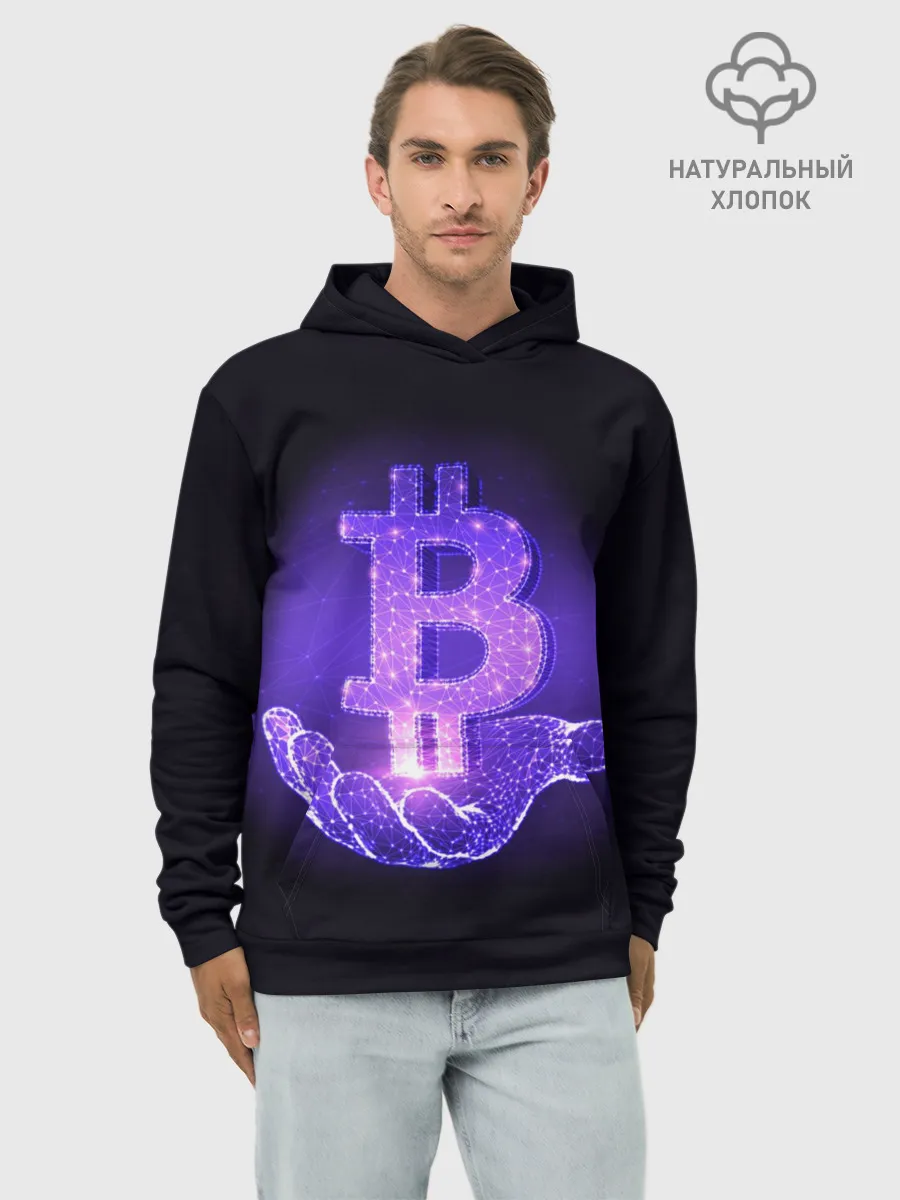 Худи мужской база хлопок / BITCOIN IN HAND | БИТКОИН