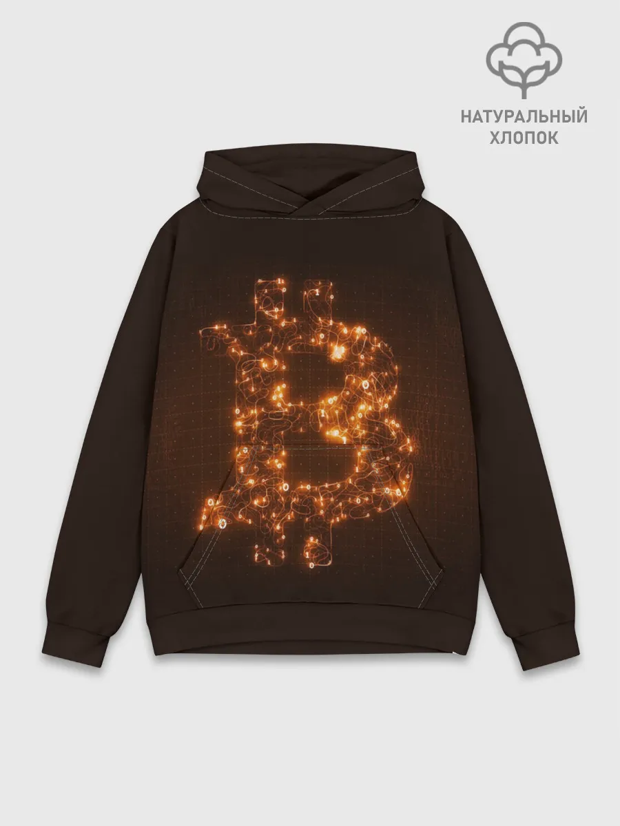 Худи мужской база хлопок / СВЕТЯЩИЙСЯ BITCOIN