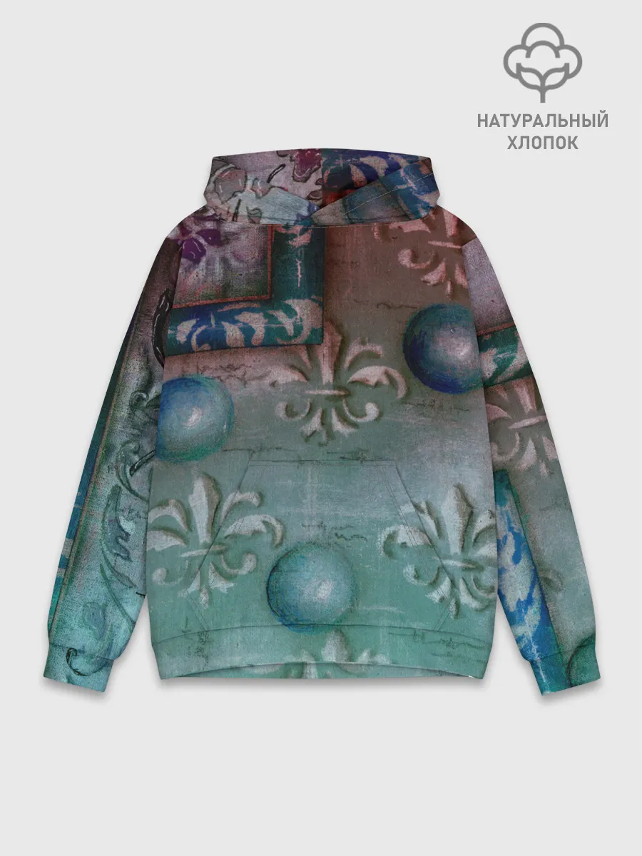 Худи мужской база хлопок / Объемная абстракция - Флер-де-лис