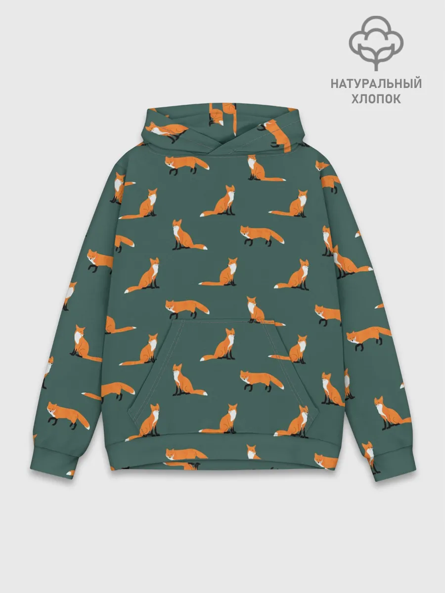 Худи мужской база хлопок / Лисы паттерн