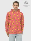 Худи мужской база хлопок / Лимоны на кораловом