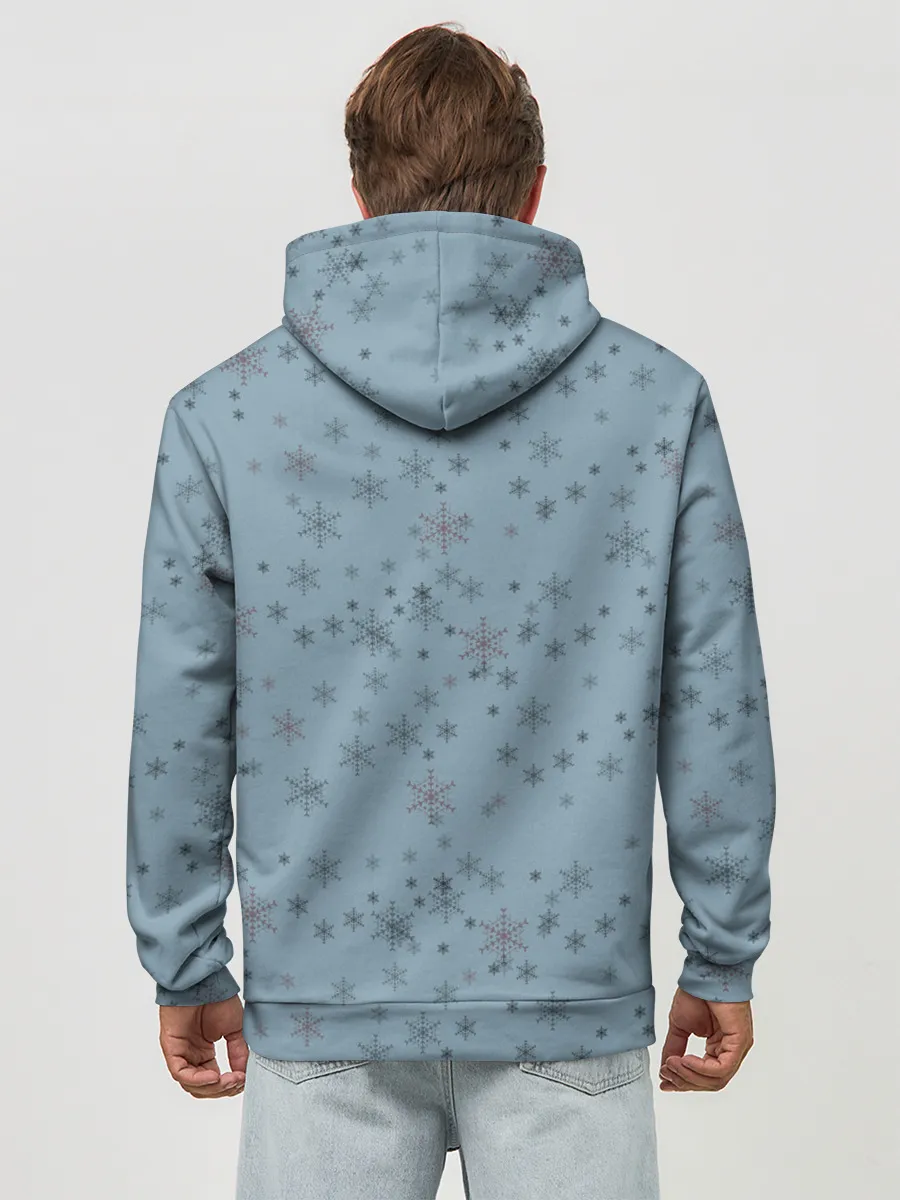 Худи мужской база хлопок / Зима снежинки