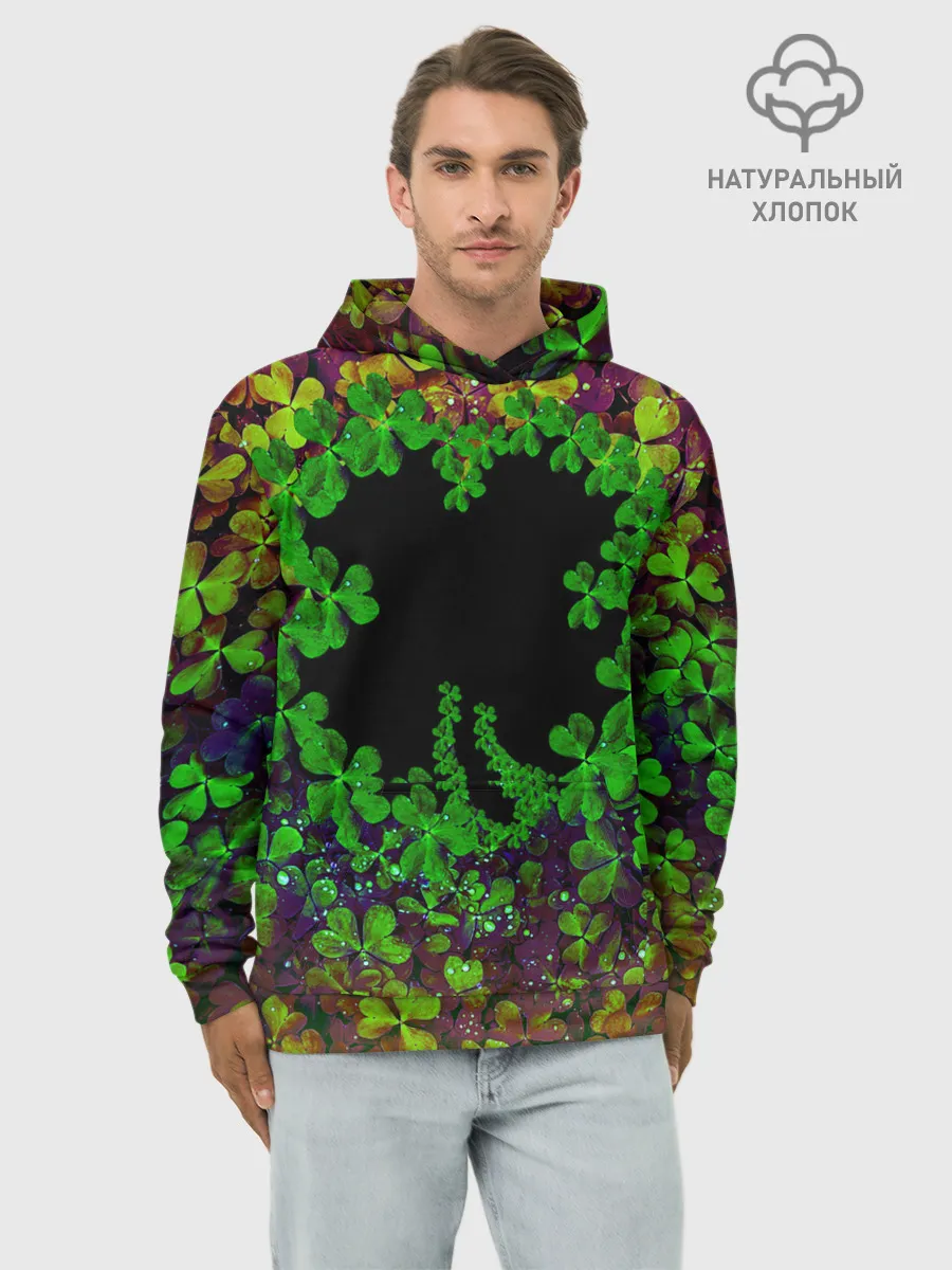 Худи мужской база хлопок / Четырехлистный Клевер