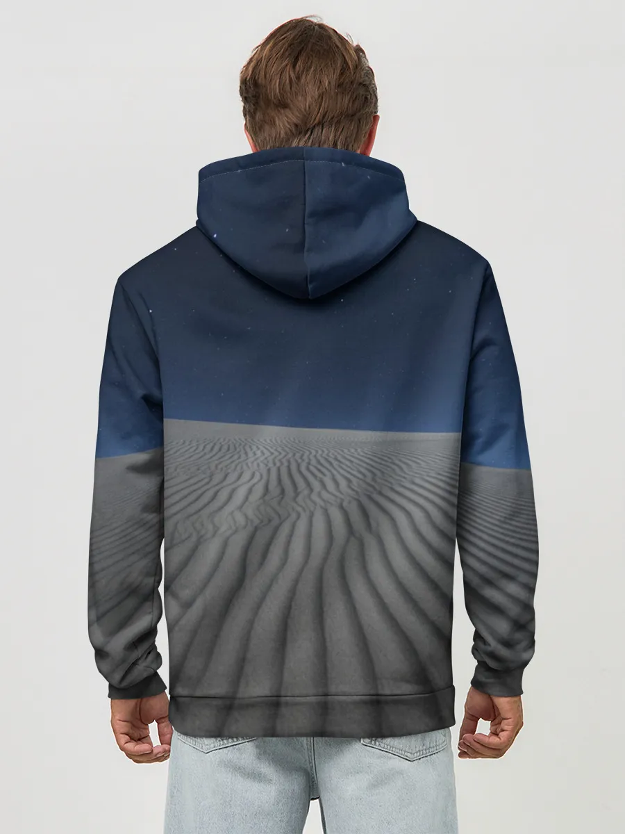 Худи мужской база хлопок / Пустыня дюна песок ночь