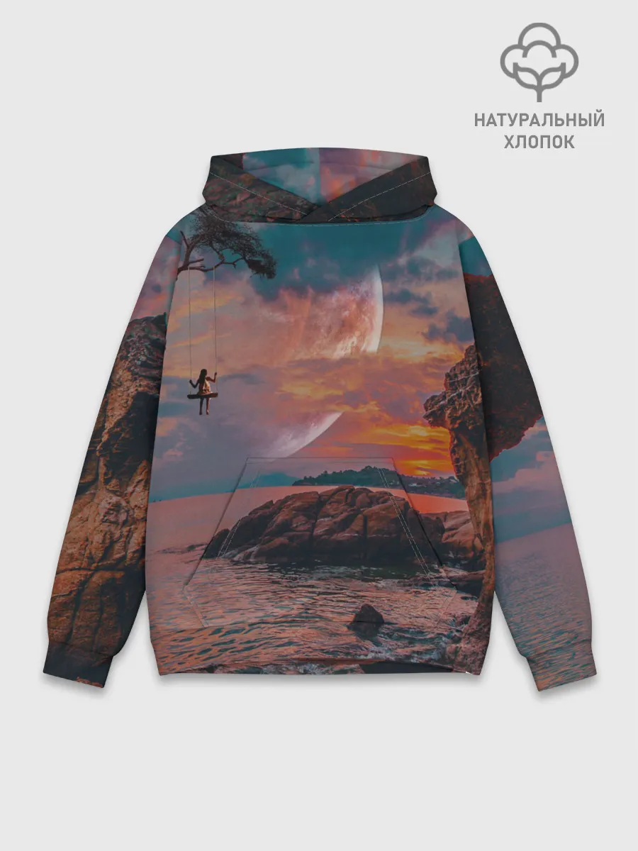 Худи мужской база хлопок / закат на качелях