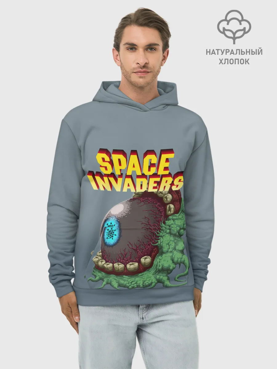 Худи мужской база хлопок / Boss | Space Invaders | Old game