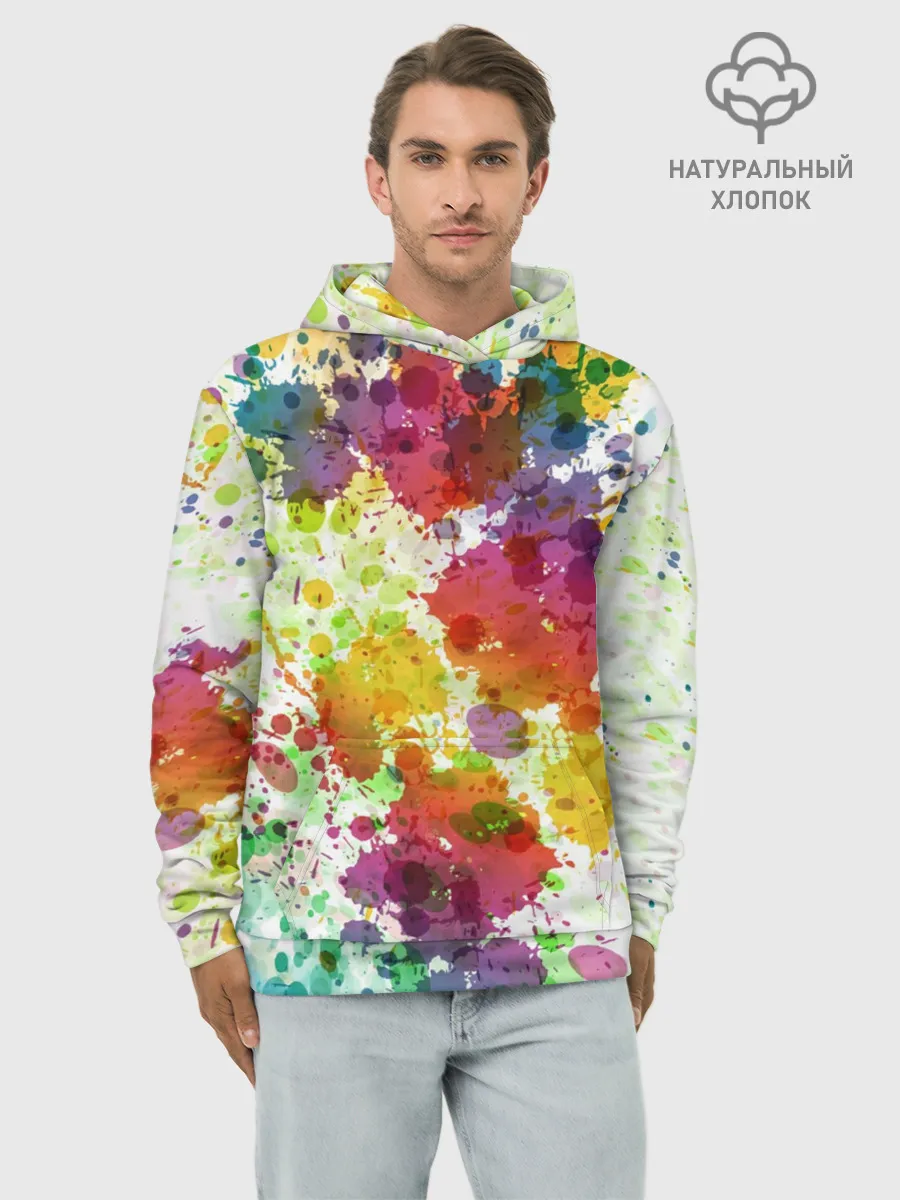 Худи мужской база хлопок / Красно-жёлтые пятна