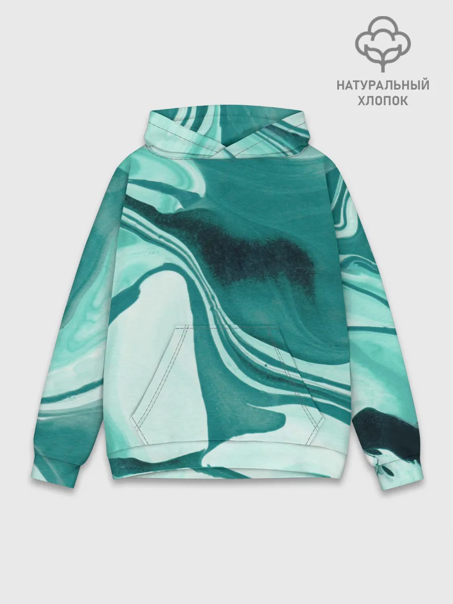 Худи мужской база хлопок / красочный зелёный развод