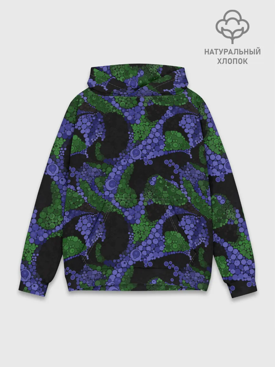 Худи мужской база хлопок / Абстрактный темный в горох