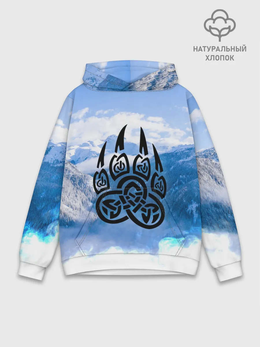 Худи мужской база хлопок / Печать Велеса | Волчья лапа