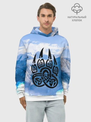 Худи мужской база хлопок / Печать Велеса | Волчья лапа
