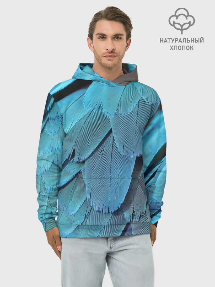 Худи мужской база хлопок / Перья попугая